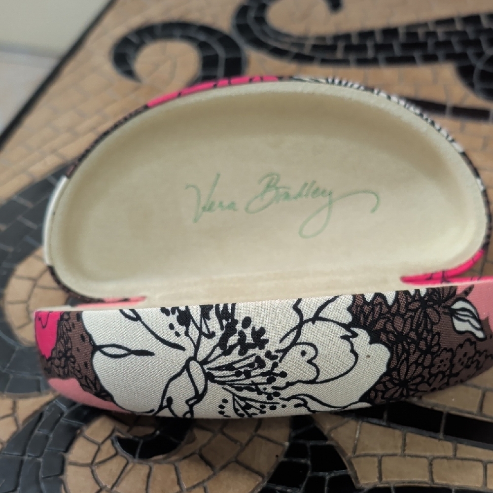 Vera Bradley Retired Mocha Rouge Pink and Black Floral Eyeglass Holder